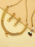 Priyaasi Women Pearls Stones Gold-Polished Leaf Jewellery Set - Noz2Toz