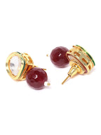 Priyaasi Women Maroon Pearls Kundan Gold-Polished Jewellery Set - Swadesiicart