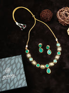 Priyaasi Women Turquoise Blue Stones Jewellery Set - Swadesiicart