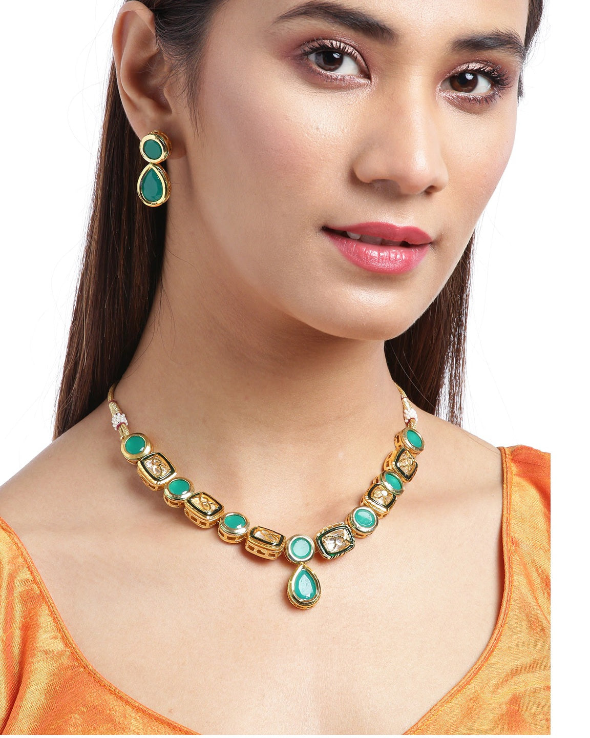 Priyaasi Women Turquoise Blue Stones Jewellery Set - Swadesiicart
