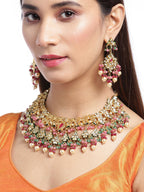Priyaasi Women Multicolor Stones Kundan Beads Pearls Gold-Polished Jewellery Set - Swadesiicart