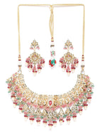 Priyaasi Women Multicolor Stones Kundan Beads Pearls Gold-Polished Jewellery Set - Swadesiicart
