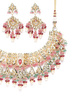 Priyaasi Women Multicolor Stones Kundan Beads Pearls Gold-Polished Jewellery Set - Swadesiicart
