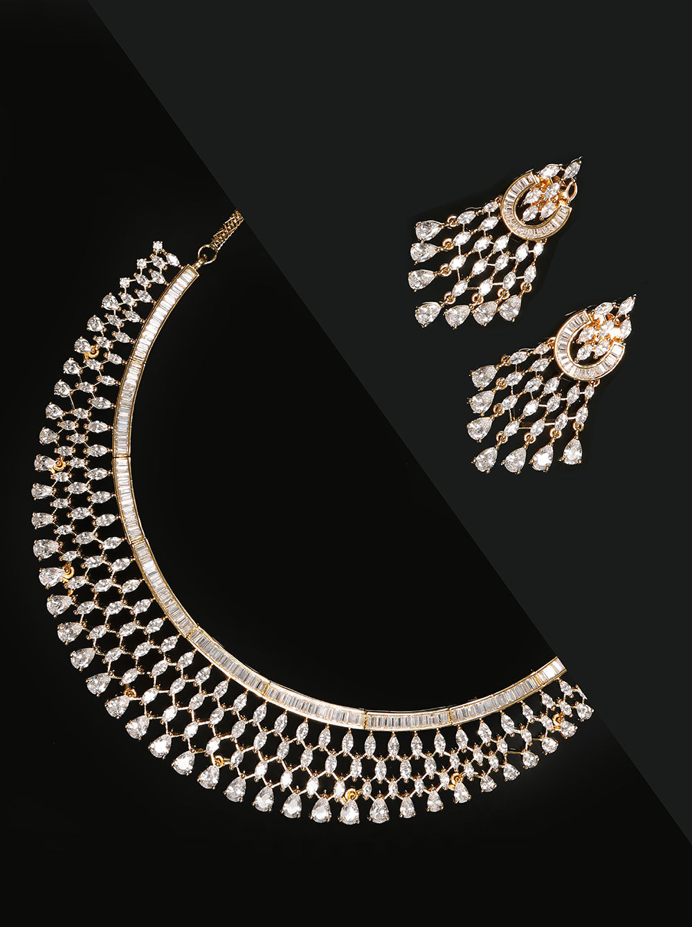 Priyaasi Women Gold-Polished American Diamond Jewellery Set - Noz2Toz