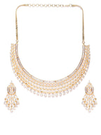 Priyaasi Women Gold-Polished American Diamond Jewellery Set - Swadesiicart
