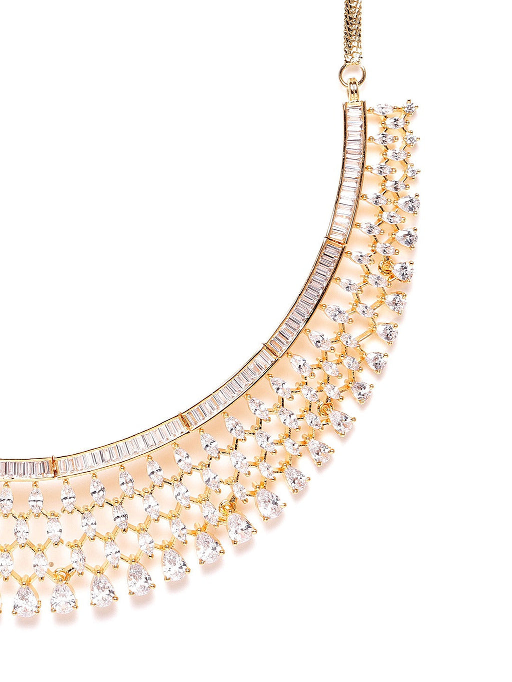 Priyaasi Women Gold-Polished American Diamond Jewellery Set - Swadesiicart