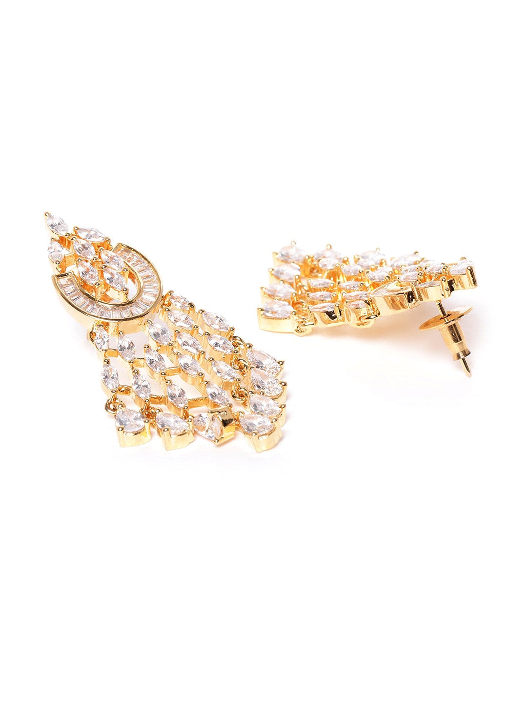 Priyaasi Women Gold-Polished American Diamond Jewellery Set - Swadesiicart