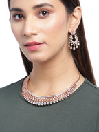 Priyaasi Women Rose Gold American Diamond Jewellery Set - Swadesiicart