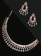 Priyaasi Women Rose Gold American Diamond Jewellery Set - Noz2Toz