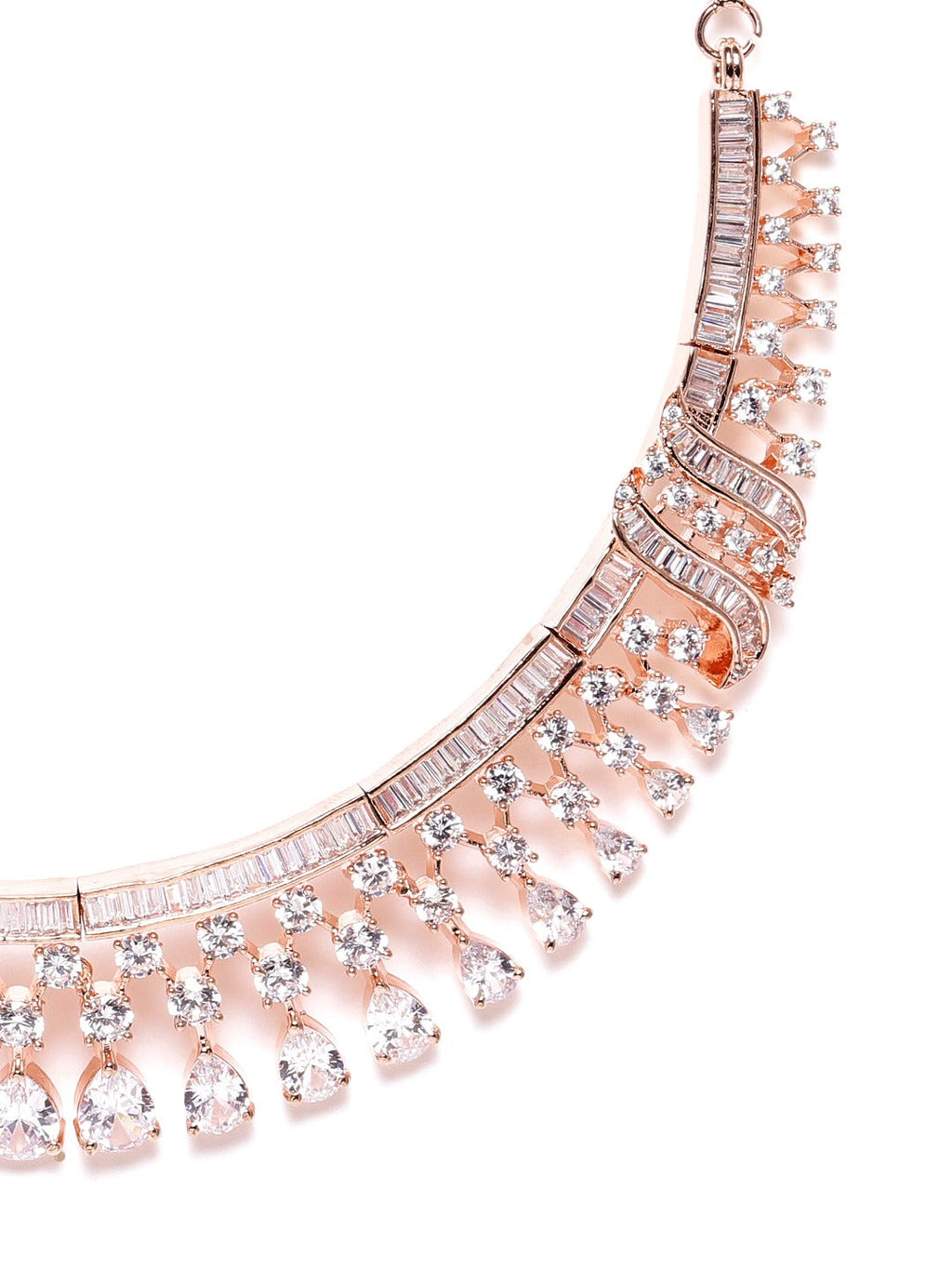 Priyaasi Women Rose Gold American Diamond Jewellery Set - Swadesiicart