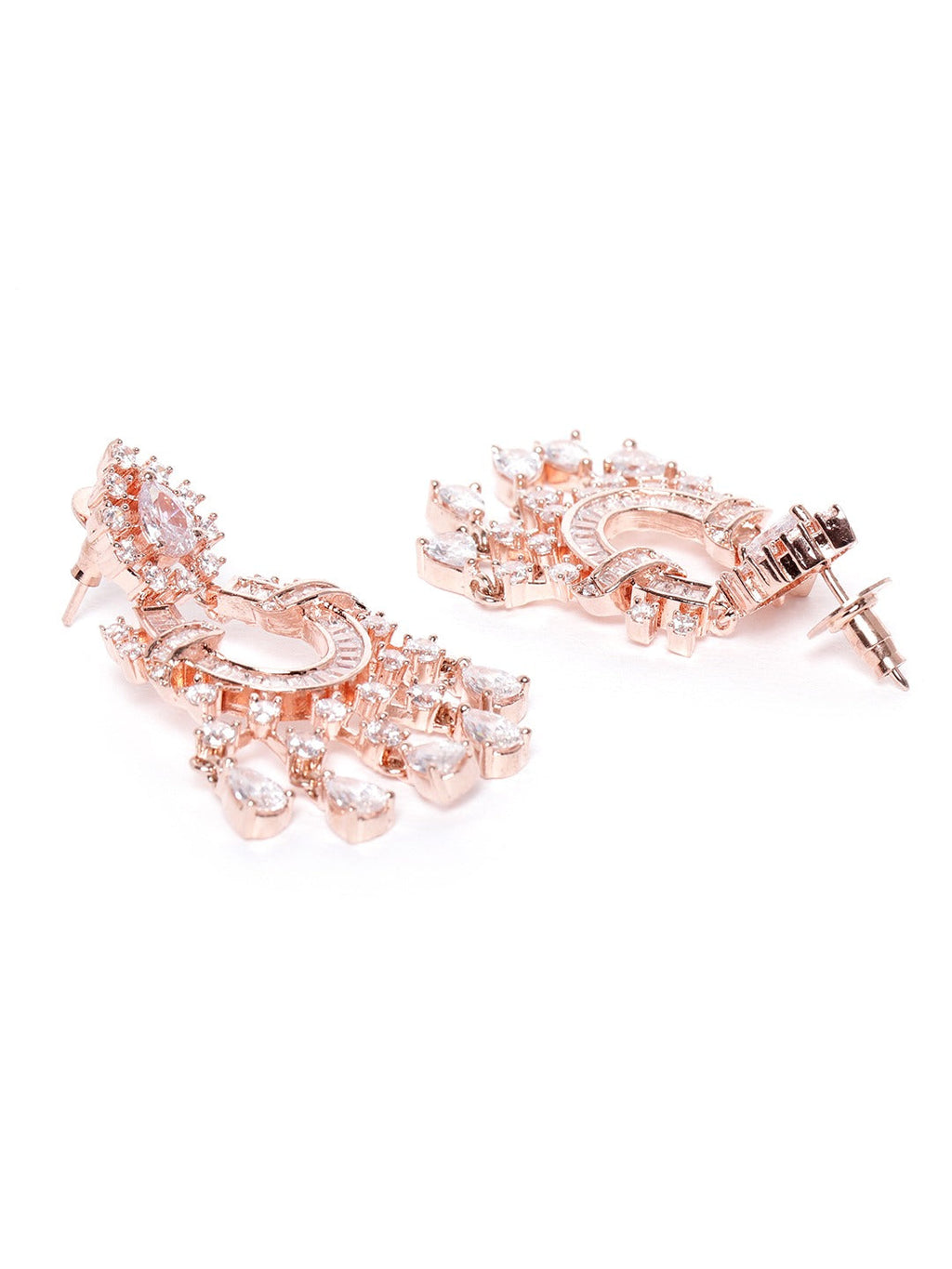 Priyaasi Women Rose Gold American Diamond Jewellery Set - Swadesiicart