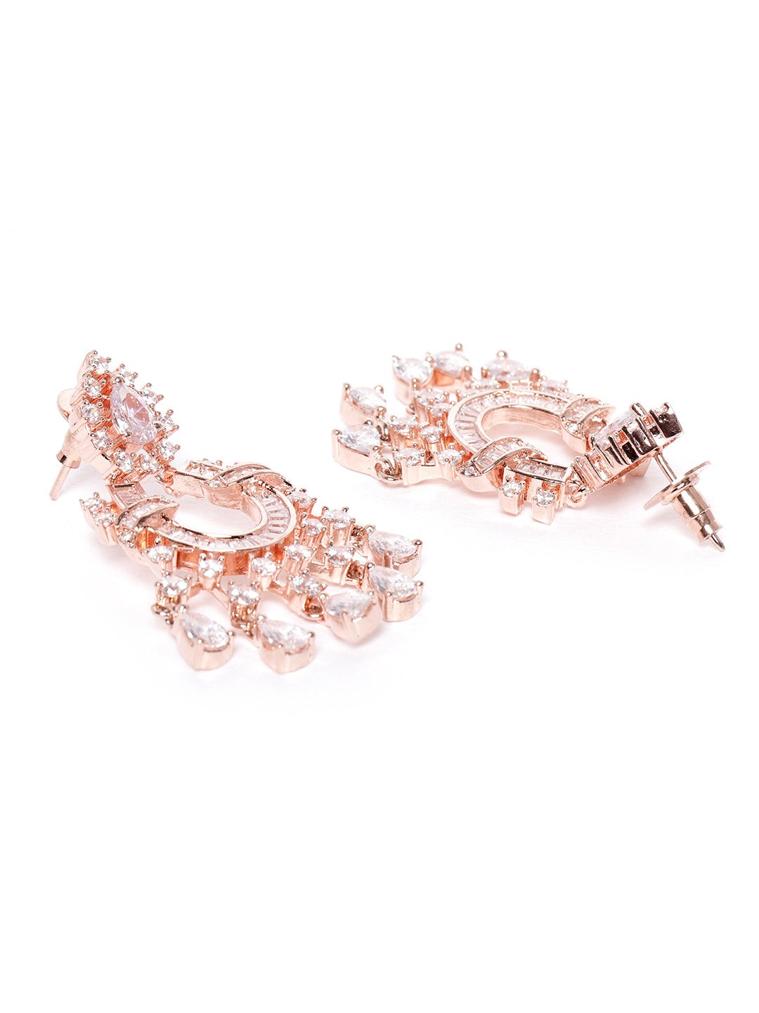 Priyaasi Women Rose Gold American Diamond Jewellery Set - Swadesiicart
