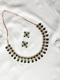 Priyaasi Women Emerald American Diamond Rose Gold-Polished Floral Jewellery Set - Noz2Toz