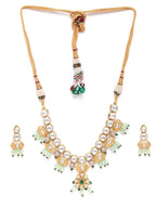 Priyaasi Women Mint Green Pearls Kundan Gold-Polished Jewellery Set - Swadesiicart