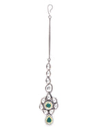 Priyaasi Women Black Kundan Emerald Stones Jewellery Set - Swadesiicart