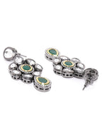 Priyaasi Women Black Kundan Emerald Stones Jewellery Set - Swadesiicart
