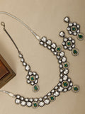 Priyaasi Women Black Kundan Emerald Stones Jewellery Set - Noz2Toz