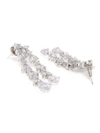 Priyaasi Women Eternal Moondust - American Diamond Silver Plated Leaf Layered Jewellery Set - Swadesiicart
