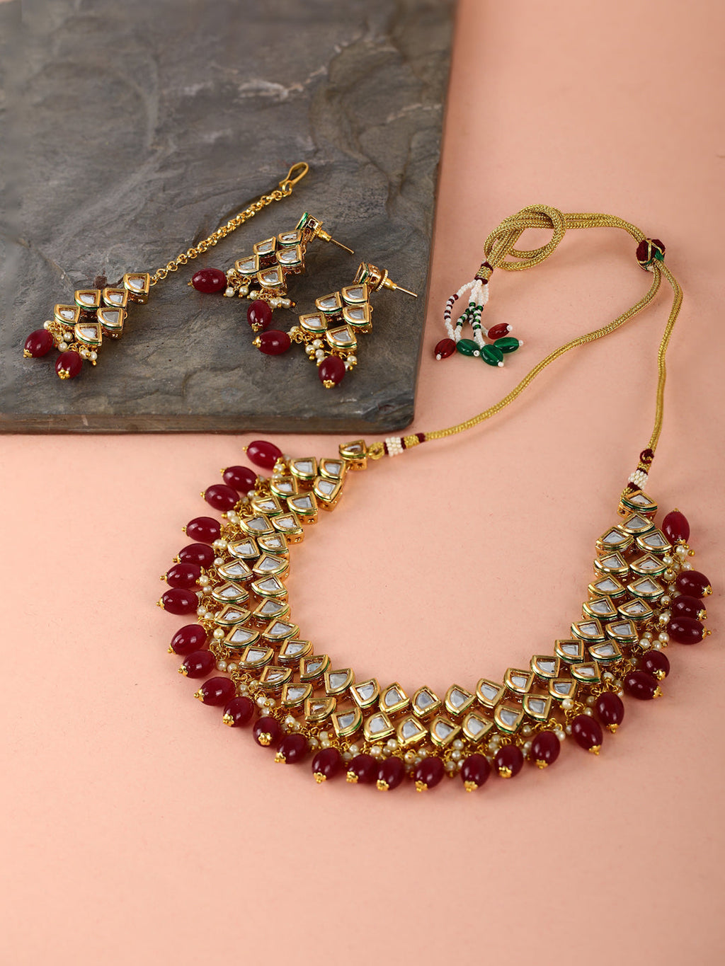Priyaasi Women Kundan Gold-Polished Jewellery Set - Noz2Toz