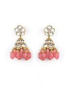 Priyaasi Women Pink Beads Ruby Kundan Gold-Polished Traditional MaangTika Jewellery Set - Swadesiicart