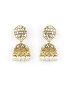 Priyaasi Women White Beads Kundan Pearls Gold-Polished Traditional MaangTika Jewellery Set - Swadesiicart