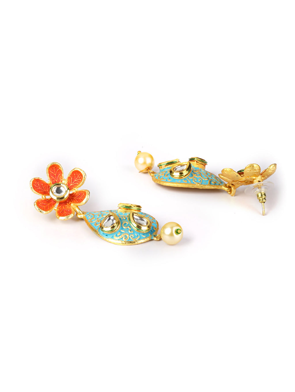 Priyaasi Women Multi-Color Kundan Pearls Gold-Polished Floral Jewellery Set - Swadesiicart
