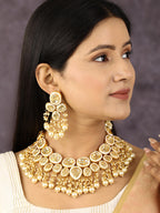 Priyaasi Women Kundan Beads Pearls Gold-Polished Traditional Jewellery Set - Swadesiicart