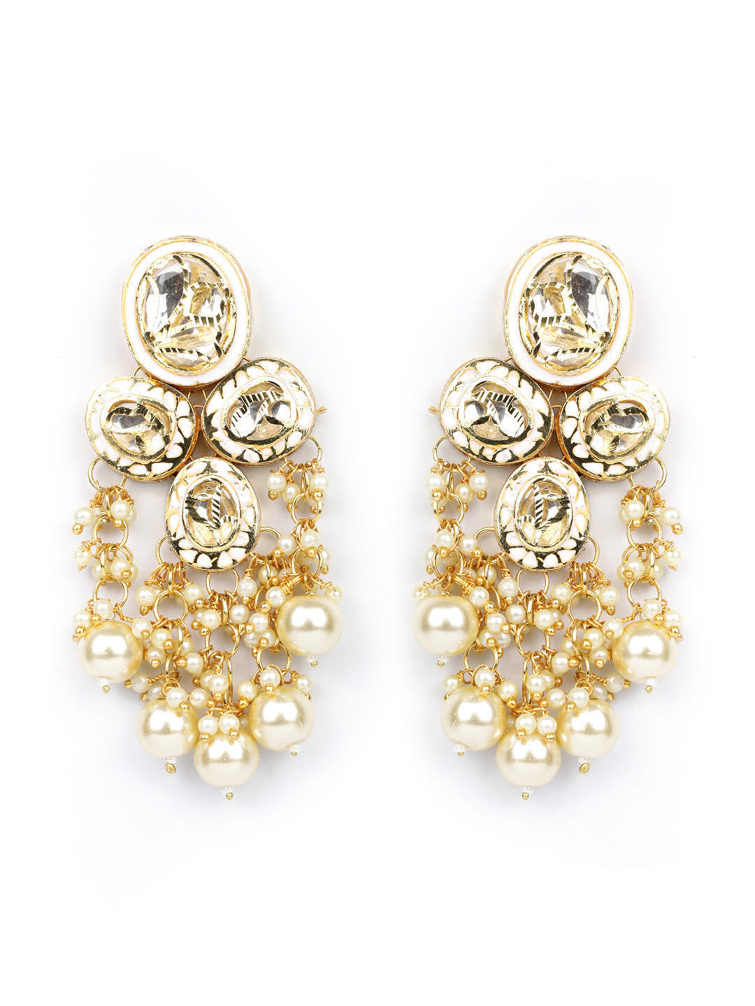 Priyaasi Women Kundan Beads Pearls Gold-Polished Traditional Jewellery Set - Swadesiicart
