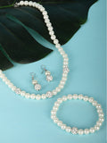 Priyaasi Women Silver Plated Pearls Jewellery Set with Bracelet - Noz2Toz