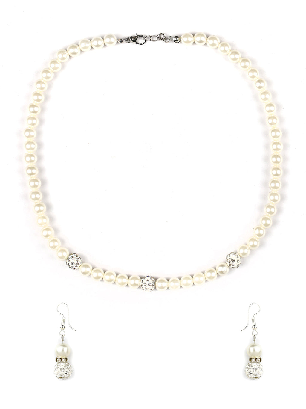 Priyaasi Women Silver Plated Pearls Jewellery Set with Bracelet - Swadesiicart