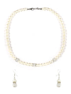 Priyaasi Women Silver Plated Pearls Jewellery Set with Bracelet - Swadesiicart