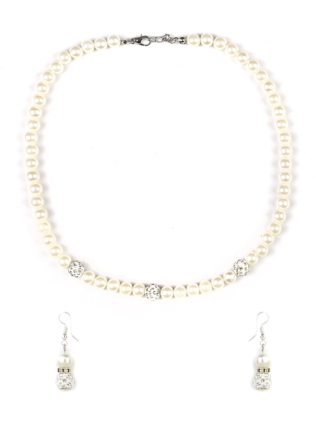 Priyaasi Women Silver Plated Pearls Jewellery Set with Bracelet - Swadesiicart