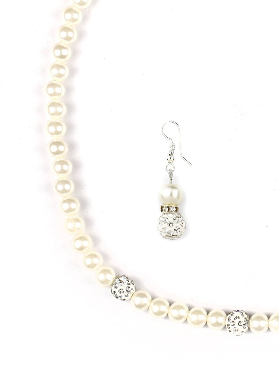 Priyaasi Women Silver Plated Pearls Jewellery Set with Bracelet - Swadesiicart