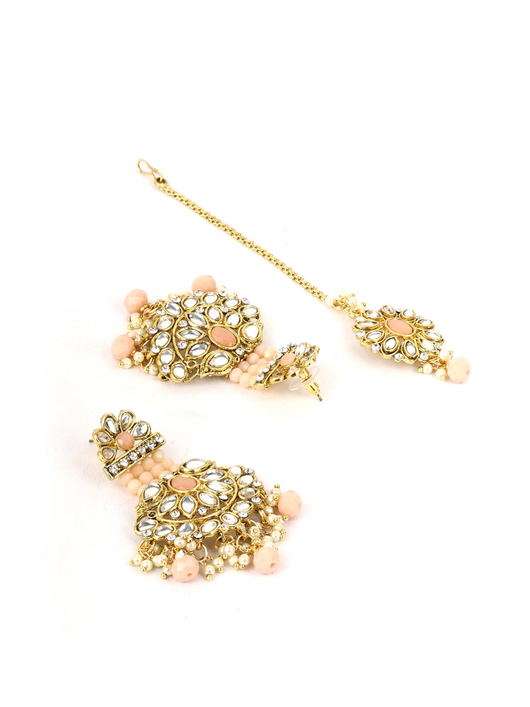 Priyaasi Women Multi-Color Beads Pearls Gold-Polished Rani Haar with Maang Tikka - Swadesiicart