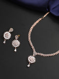 Priyaasi Women Dreamy Dahlia - American Diamond Rose Gold-Polished Jewellery Set - Noz2Toz