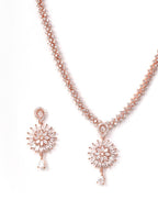 Priyaasi Women Dreamy Dahlia - American Diamond Rose Gold-Polished Jewellery Set - Swadesiicart