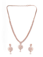 Priyaasi Women Dreamy Dahlia - American Diamond Rose Gold-Polished Jewellery Set - Swadesiicart