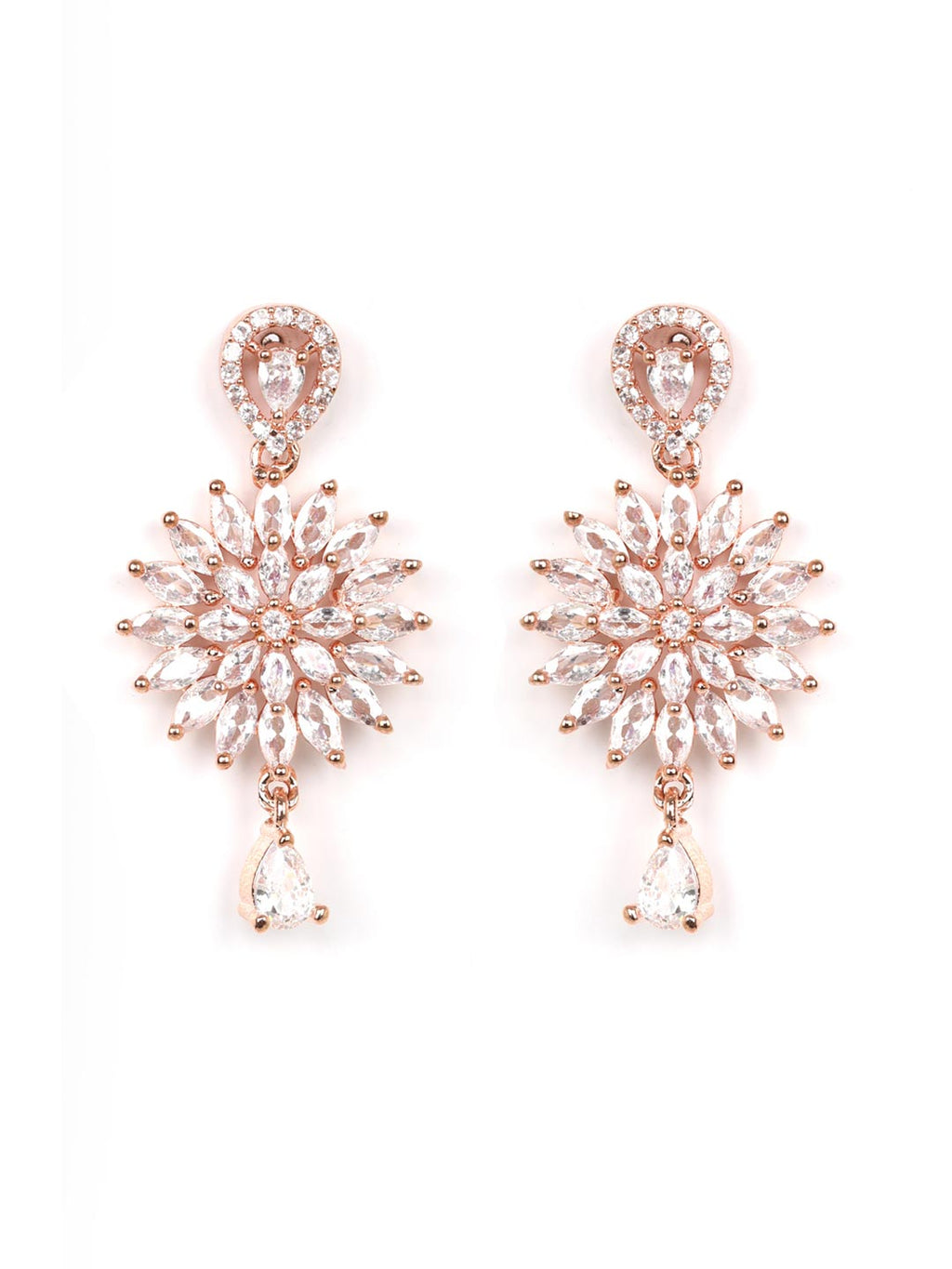 Priyaasi Women Dreamy Dahlia - American Diamond Rose Gold-Polished Jewellery Set - Swadesiicart
