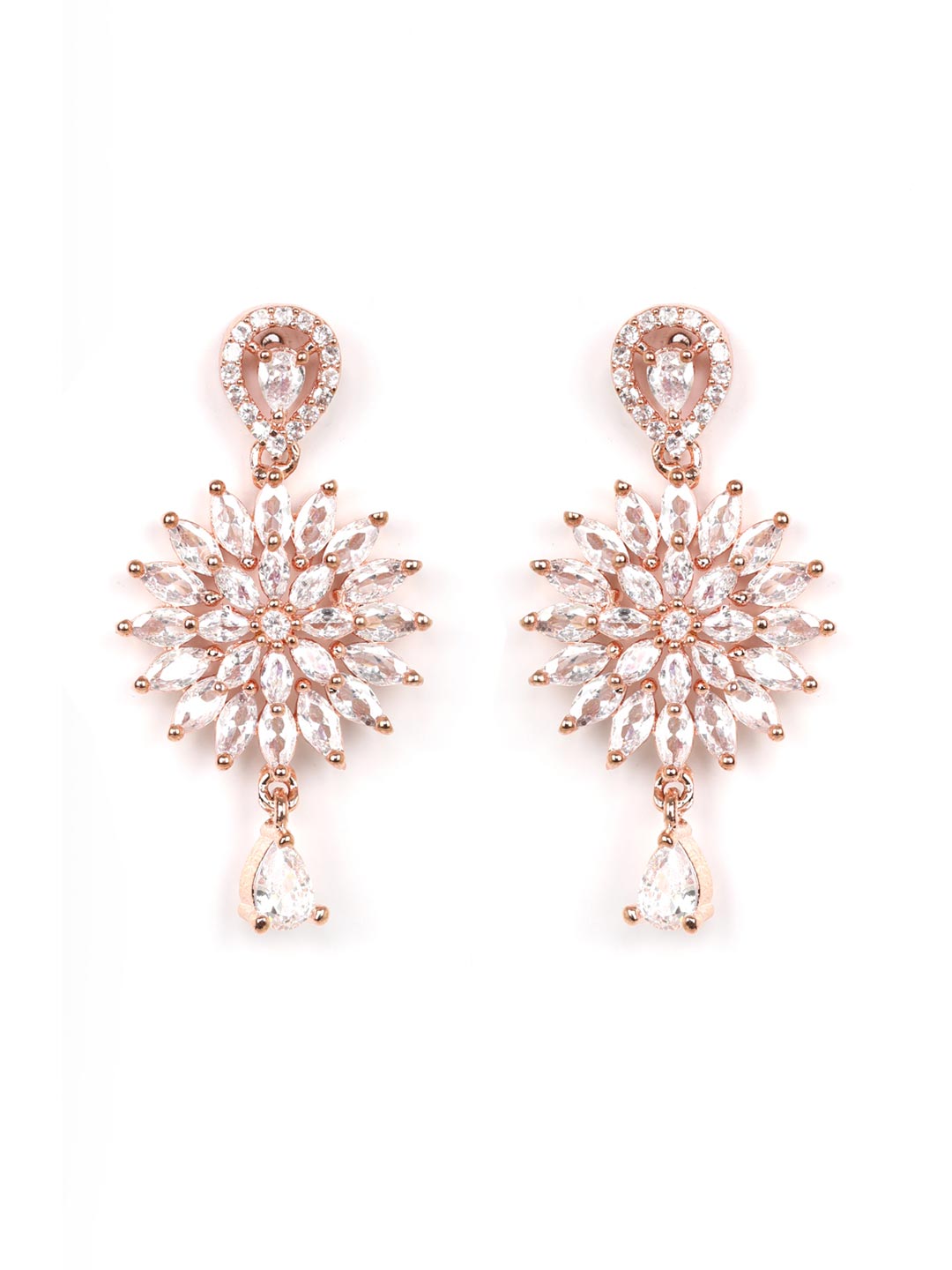 Priyaasi Women Dreamy Dahlia - American Diamond Rose Gold-Polished Jewellery Set - Swadesiicart