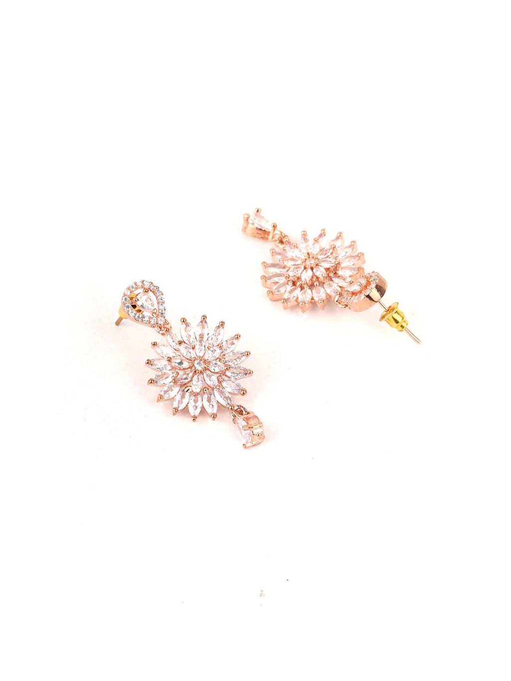 Priyaasi Women Dreamy Dahlia - American Diamond Rose Gold-Polished Jewellery Set - Swadesiicart