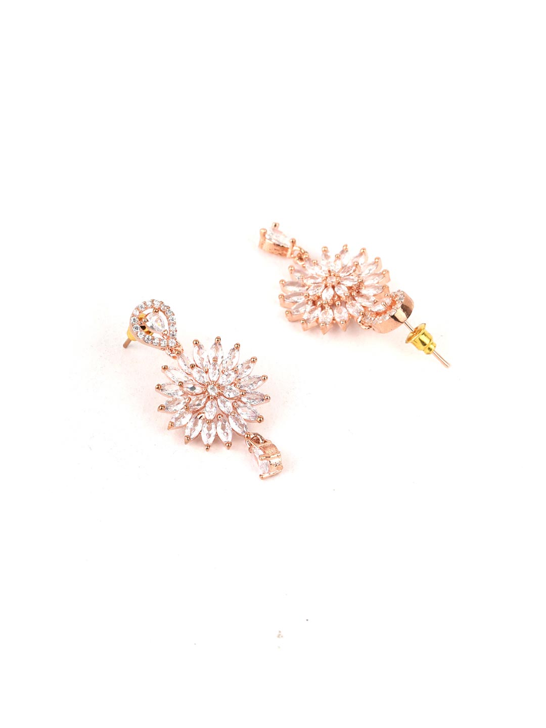 Priyaasi Women Dreamy Dahlia - American Diamond Rose Gold-Polished Jewellery Set - Swadesiicart