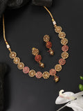 Priyaasi Women Ruby Kundan Pearls Gold-Polished Jewellery Set - Noz2Toz