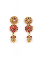 Priyaasi Women Ruby Kundan Pearls Gold-Polished Jewellery Set - Swadesiicart
