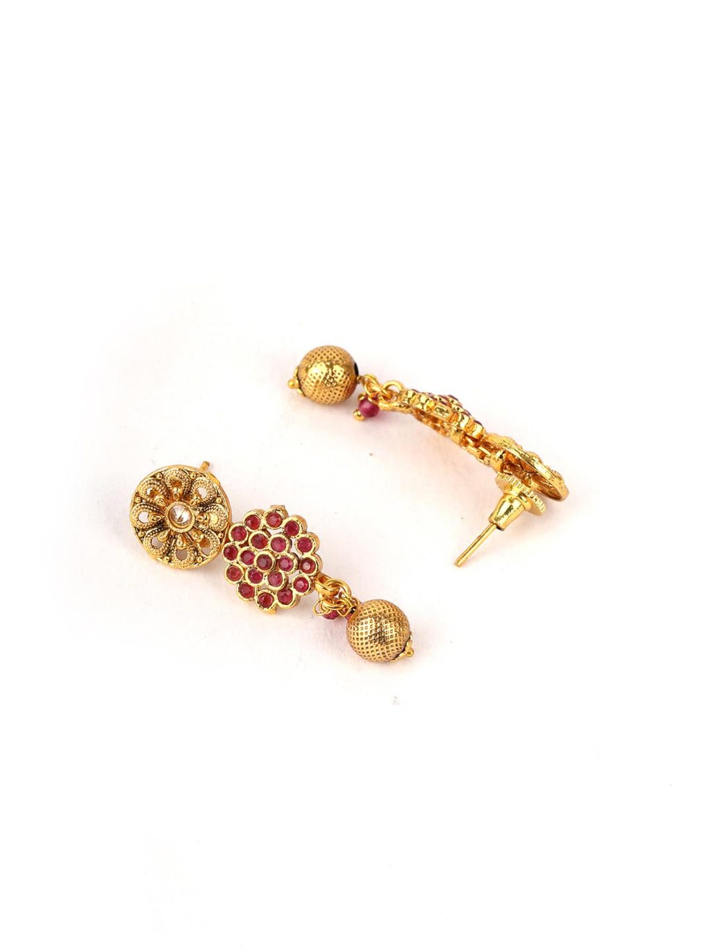 Priyaasi Women Ruby Kundan Pearls Gold-Polished Jewellery Set - Swadesiicart
