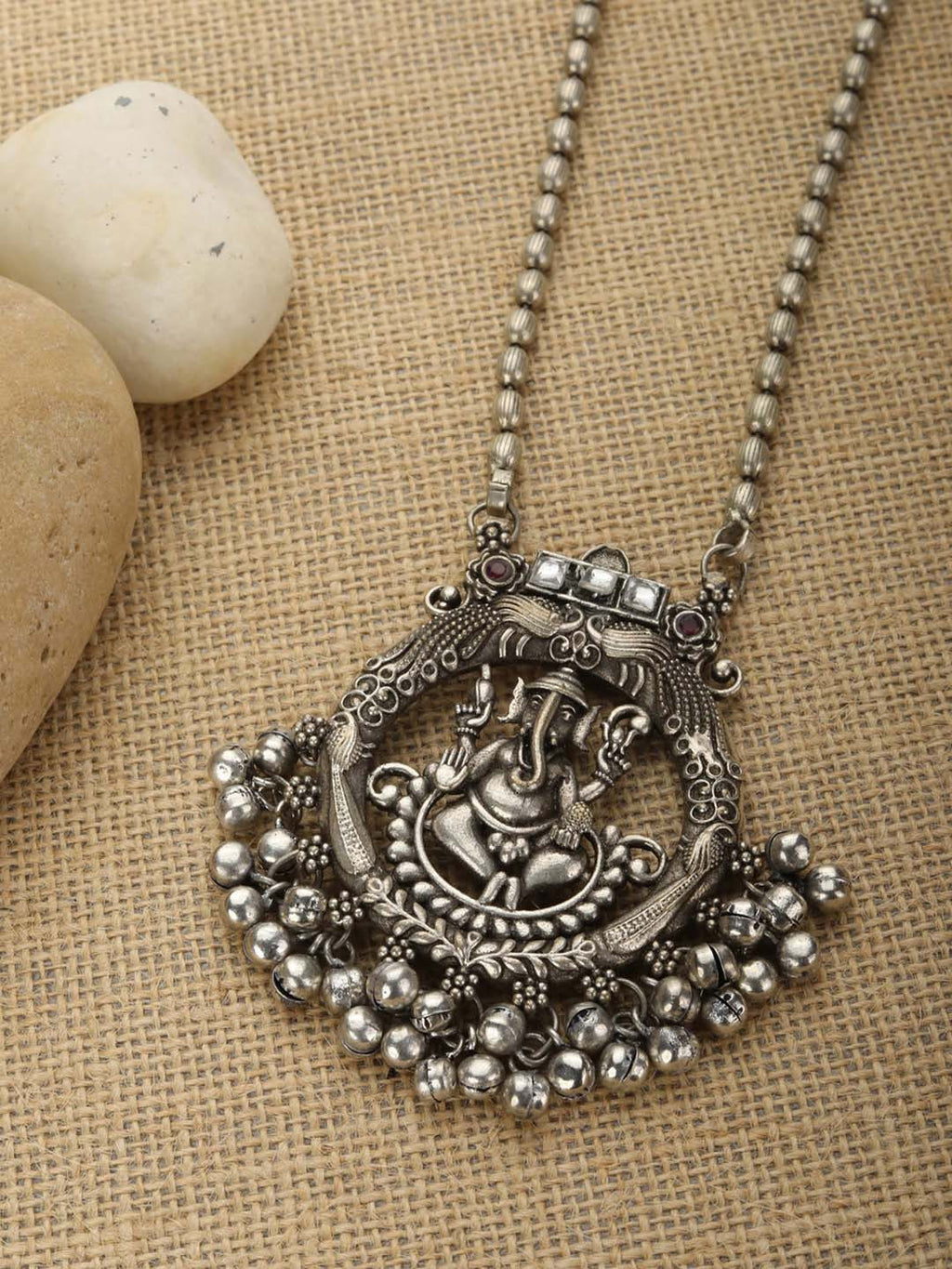 Priyaasi Women Ghungroo Silver Plated Temple Jewellery Set - Noz2Toz