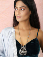 Priyaasi Women Ghungroo Silver Plated Temple Jewellery Set - Swadesiicart