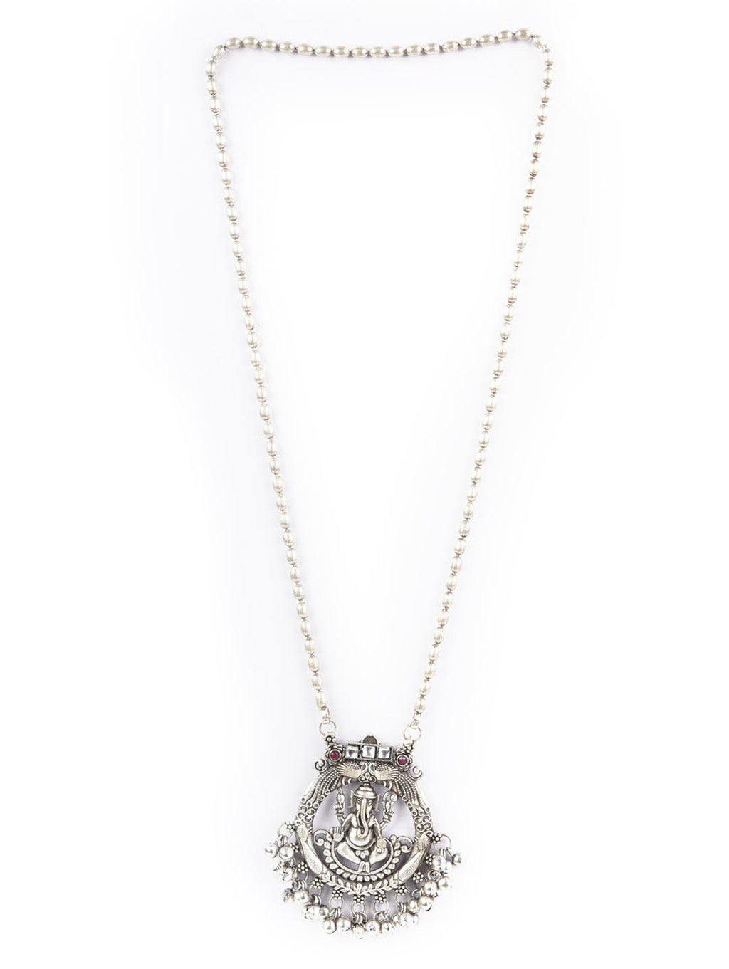 Priyaasi Women Ghungroo Silver Plated Temple Jewellery Set - Swadesiicart