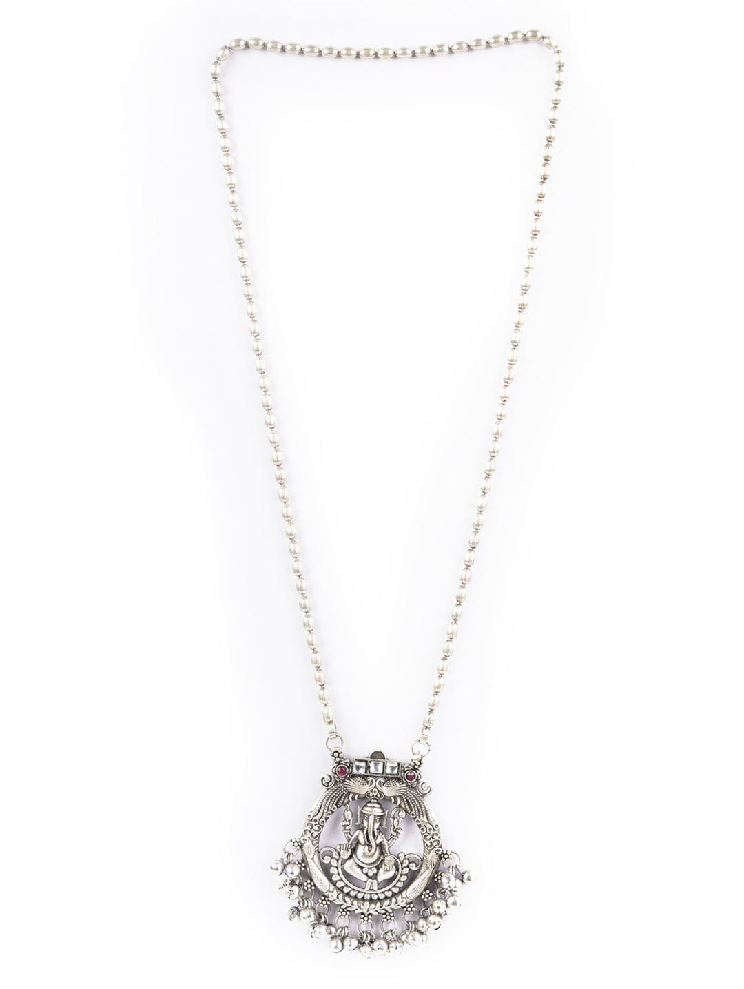 Priyaasi Women Ghungroo Silver Plated Temple Jewellery Set - Swadesiicart