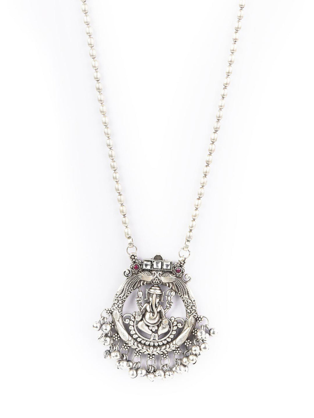Priyaasi Women Ghungroo Silver Plated Temple Jewellery Set - Swadesiicart