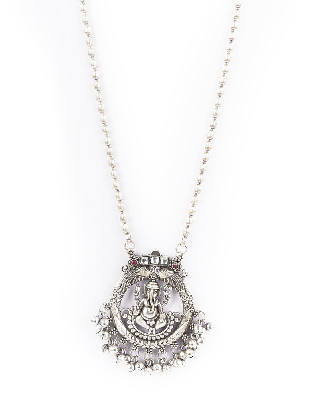 Priyaasi Women Ghungroo Silver Plated Temple Jewellery Set - Swadesiicart